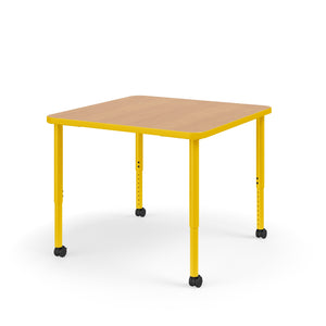 KI Ruckus Sitting Adjustable Height Square Activity Table with 1-1/4" Laminate Top, 20" - 33" H, FREE SHIPPING