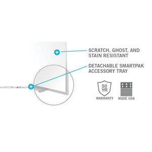 Magnetic Porcelain Whiteboard/Markerboard, Satin Aluminum Frame, 4' H x 7' 4" W, LIFETIME WARRANTY