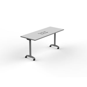 Flip and Nest Rectangular Training Table with Dry-Erase Laminate Whiteboard Top, 60 x 24