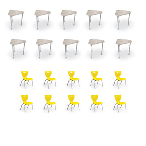 Hierarchy Classroom Desk and Chair Package, 10 Hierarchy Monroe Diamond Desks with 10 Hierarchy Chairs