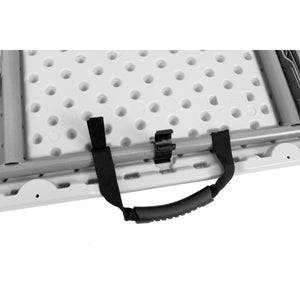 Fold-in-Half Adjustable Height Plastic Folding Table, 48" x 24", Speckled Grey Top with Grey Frame