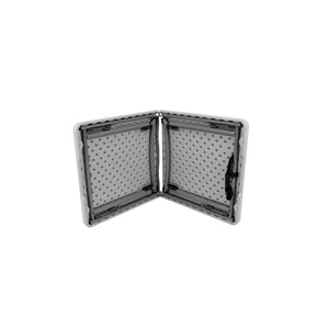 Fold-in-Half Adjustable Height Plastic Folding Table, 48" x 24", Speckled Grey Top with Grey Frame