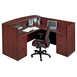 Napa L Shape Reception Station with Full Pedestals, 71" x 77" x 42" H