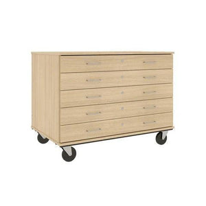 Five Drawer Mobile Paper Storage Cabinet, 29 D, Lockable