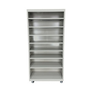 Herculite Metal Mobile Bookcase with 8 Adjustable Shelves, 36" W x 18" D x 75" H
