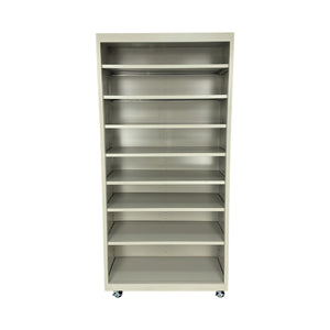 Herculite Metal Mobile Bookcase with 8 Adjustable Shelves, 36" W x 18" D x 75" H