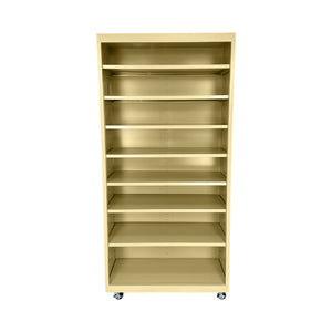 Herculite Metal Mobile Bookcase with 8 Adjustable Shelves, 36" W x 18" D x 75" H