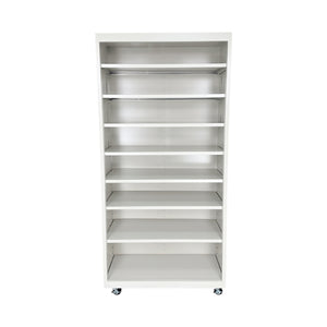 Herculite Metal Mobile Bookcase with 8 Adjustable Shelves, 36" W x 18" D x 75" H