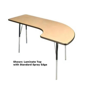USA Capitol Dimension Series 36" x 72" Half Horseshoe Activity Table, Dry-Erase Whiteboard Laminate Top with Standard Spray Edge
