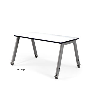 USA Capitol Makerspace Table, Dry Erase Whiteboard Laminate Top with Standard Spray Edge