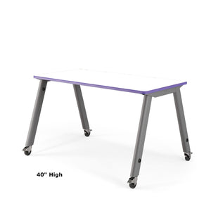 USA Capitol Makerspace Table, Dry Erase Whiteboard Laminate Top with Premium Spray Edge