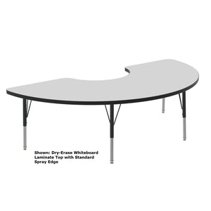 USA Capitol Dimension Series 36" x 72" Half Moon Activity Table, Dry-Erase Whiteboard Laminate Top with Premium Spray Edge