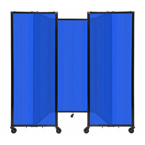 Room Divider 360° Folding Portable Partition with Fluted Polycarbonate Panels, 8' 6" W x 6' H