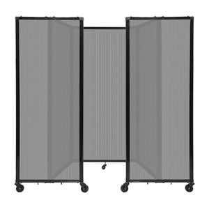 Room Divider 360° Folding Portable Partition with Fluted Polycarbonate Panels, 8' 6" W x 6' H