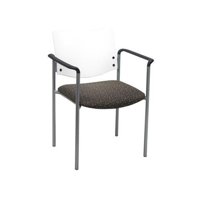 Evolve Stack Chair with Arms, Wood Back, Padded Seat with Healthcare Vinyl Upholstery
