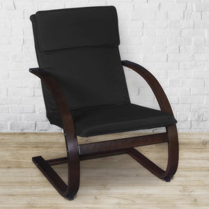 Niche Mia Bentwood Reclining Chair with Mocha Walnut Frame Finish, Black Upholstery