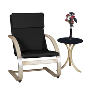 Niche Mia Bentwood Reclining Chair with Natural Frame Finish, Black  Upholstery