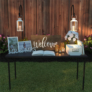 Bridgeport 20" x 48" Vinyl Top Folding Table, Black