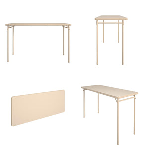 Bridgeport 20" x 48" Vinyl Top Folding Table, Antique Linen