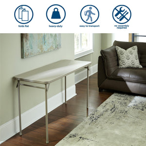 Bridgeport 20" x 48" Vinyl Top Folding Table, Antique Linen