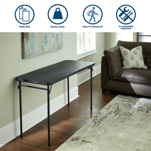 Bridgeport 20" x 48" Vinyl Top Folding Table, Black
