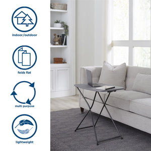 Bridgeport 18" x 26" Adjustable Height Personal Folding Activity Table, Gray