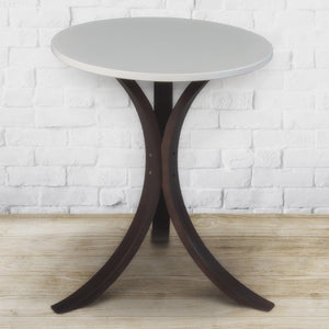 Niche Mia Bentwood Round Side Table, Mocha Walnut Legs, Beige Top