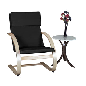 Niche Mia Bentwood Round Side Table, Mocha Walnut Legs, Beige Top