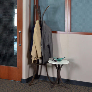 Niche Mia Bentwood Round Side Table, Mocha Walnut Legs, Beige Top