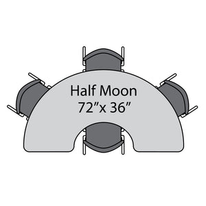 Apex Adjustable Height Collaborative Student Table with Dry Erase Laminate Markerboard Top, 36" x 72" Half Moon