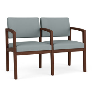 Lenox Wood Collection Reception Seating, 2 Seat Sofa with Center Arm, Standard Vinyl Upholstery, FREE SHIPPING