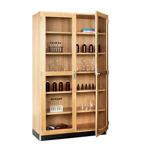 Tall Storage Cabinet with Glass Doors, Oak