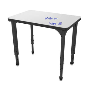 Apex White Dry Erase Classroom Desk and Chair Package, 24 Rectangle Collaborative Student Desks, 20" x 30", with 24 Apex Stack Chairs