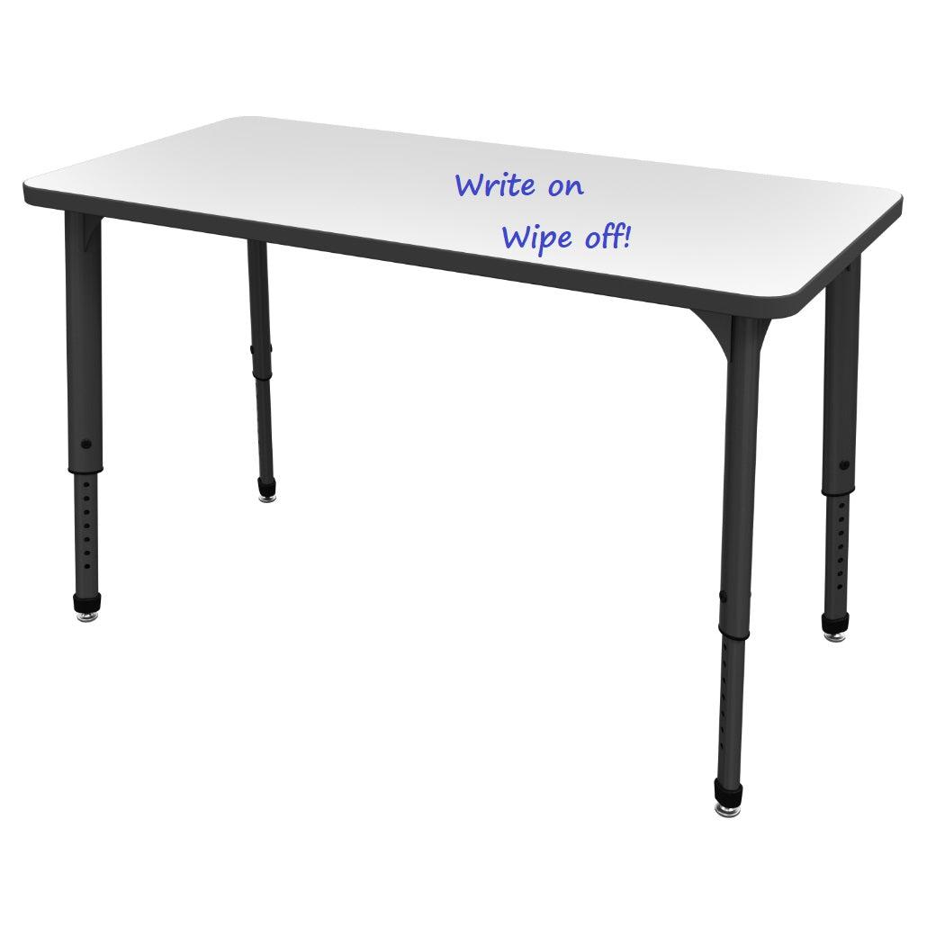 Apex Adjustable Height Collaborative Student Table with White Dry Erase Markerboard Top, 24" x 54" Rectangle