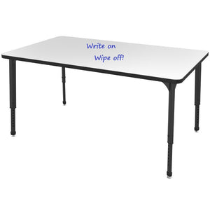 Apex Adjustable Height Collaborative Student Table with Dry Erase Laminate Markerboard Top, 30" x 60" Rectangle