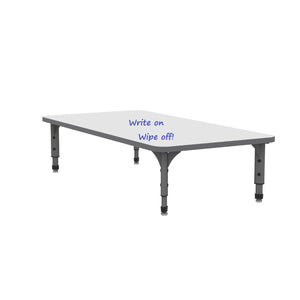 Adjustable Height Floor Activity Table with Dry-Erase Laminate Markerboard Top, 30" x 60" Rectangle