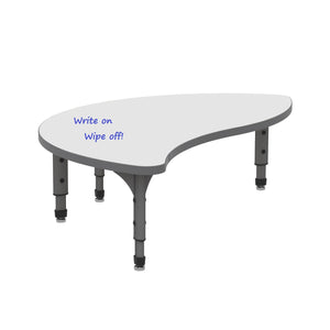 Adjustable Height Floor Activity Table with Dry-Erase Laminate Markerboard Top, 30" x 54" Wave Half Round