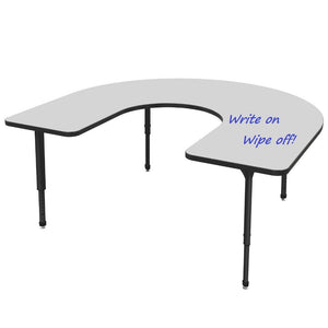 Apex Adjustable Height Collaborative Student Table with Dry Erase Laminate Markerboard Top, 60" x 66" Horseshoe