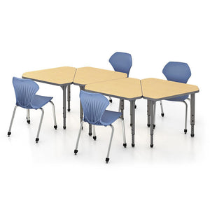 Apex Adjustable Height Collaborative Student Desk, 29.75" x 33.5" Gem