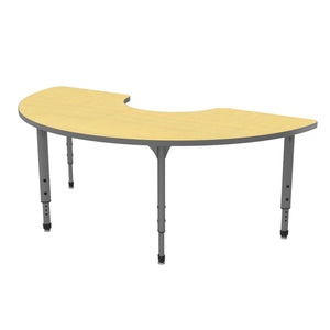 Apex Adjustable Height Collaborative Student Table, 36" x 72" Half Moon