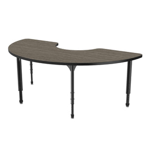 Apex Adjustable Height Collaborative Student Table, 36" x 72" Half Moon