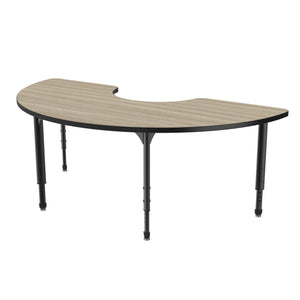 Apex Adjustable Height Collaborative Student Table, 36" x 72" Half Moon