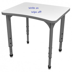 Apex White Dry Erase Classroom Desk and Chair Package, 8 Curve Collaborative Student Desks with 8 Apex Stack Chairs