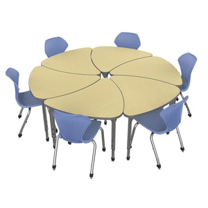 Apex Classroom Desk and Chair Package, 6 Large Chevron Collaborative Student Desks with 6 Apex Stack Chairs