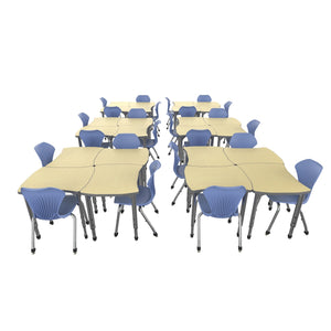Apex Classroom Desk and Chair Package, 24 Dog Bone/Contour Collaborative Student Desks with 24 Apex Stack Chairs