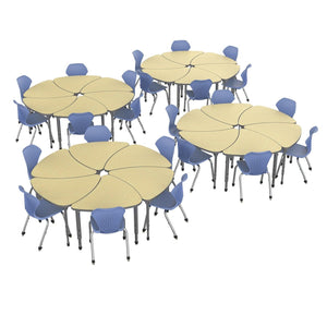 Apex Classroom Desk and Chair Package, 24 Large Chevron Collaborative Student Desks with 24 Apex Stack Chairs