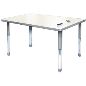 Aero Dry Erase Markerboard Activity Table, 30" x 60" Rectangle, Oval Adjustable Height Legs