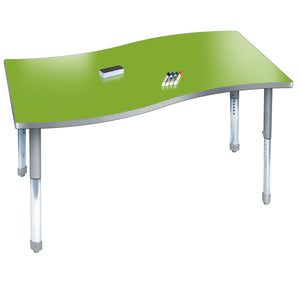 Aero Dry Erase Markerboard Activity Table, 30" x 60" Surge, Oval Adjustable Height Legs