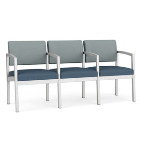 Lenox Steel Collection Reception Seating, 3 Seat Sofa with Center Arms, Standard Fabric Upholstery, FREE SHIPPING