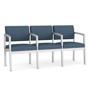 Lenox Steel Collection Reception Seating, 3 Seat Sofa with Center Arms, Healthcare Vinyl Upholstery, FREE SHIPPING